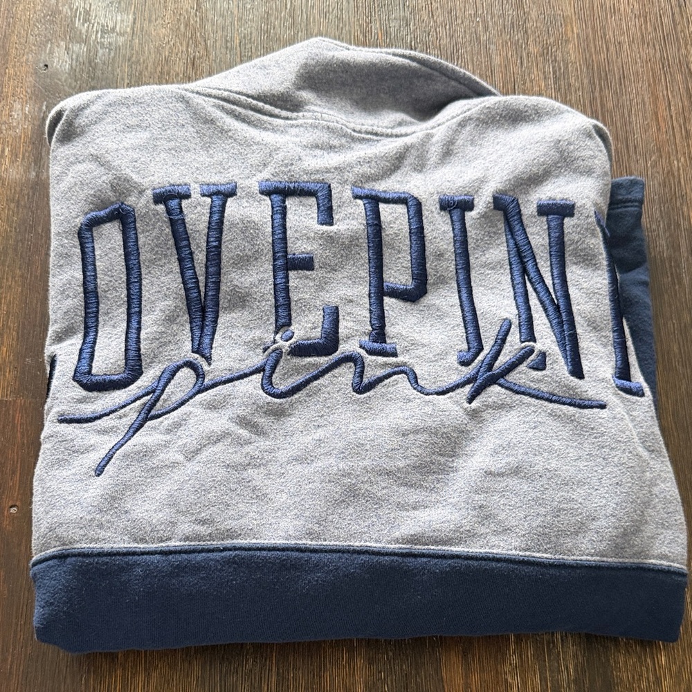 Victoria secrets Pink Blue and Gray Quarter-Zip Pullover - Picture 4 of 4